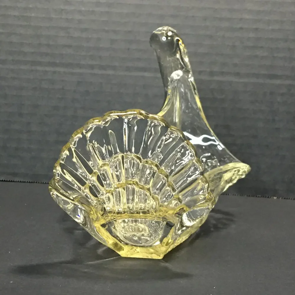 Vintage Heavy Clear Glass Bird SWAN Animal Bowl Serving Dish